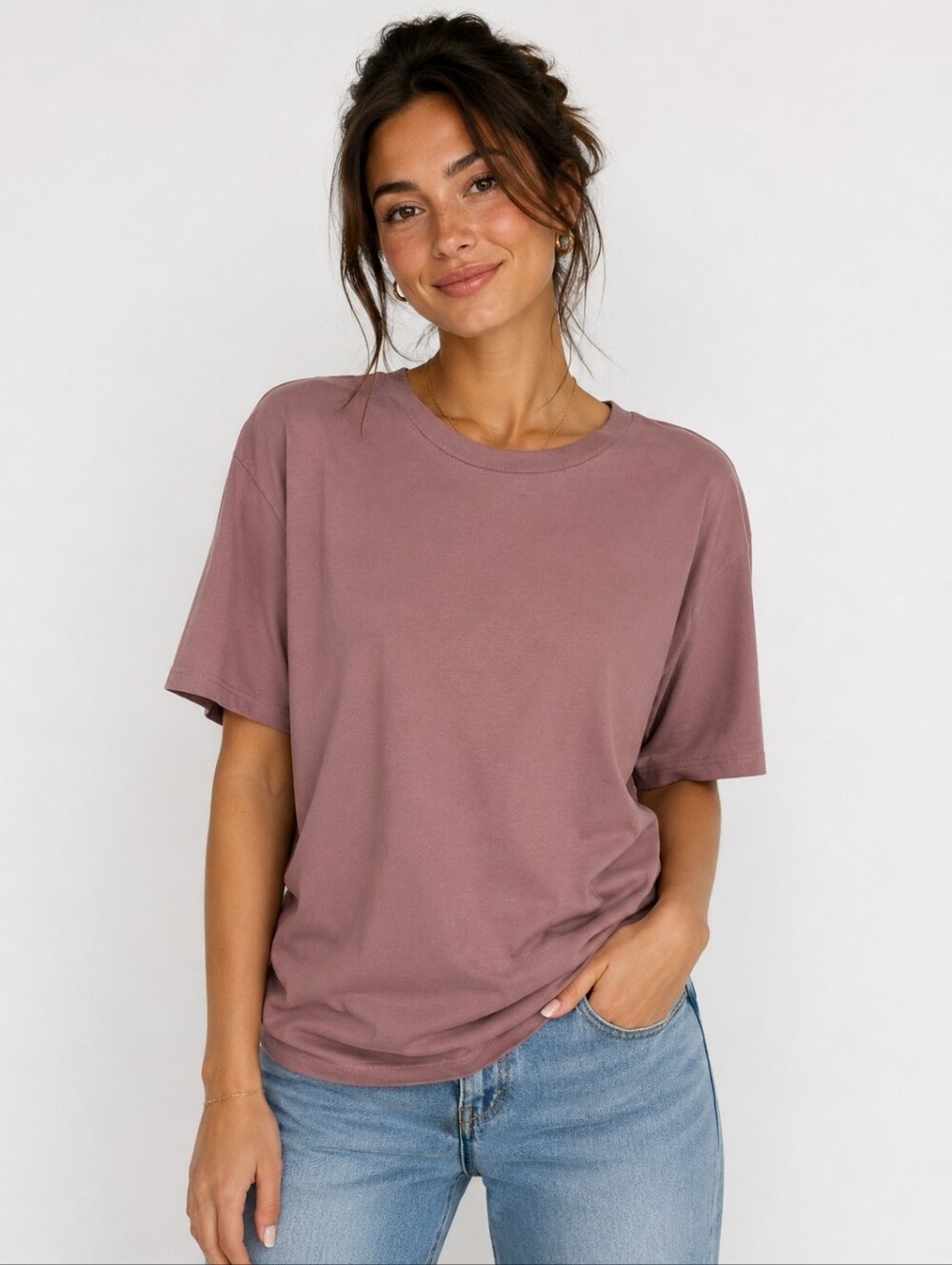 Anthropologie Mauve Crewneck Tee